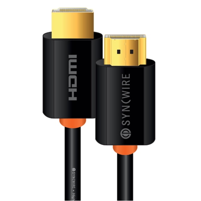 Syncwire Câble HDMI V2.1 Ultra Rapide avec Prise en Charge de la Résolution 8K, Taux de Rafraîchissement de 60 Hz et Bande Passante de 48 Gbps. Les Fonctionnalités Incluent UHD, HDR, HDCP 2.2, Canal de Retour audio Amélioré, 3D Full HD et une Longueur de 2 Mètres. le Câble Doté de Connecteurs Plaqués Or et d'Un Extérieur Noir durable avec la Marque Syncwire.