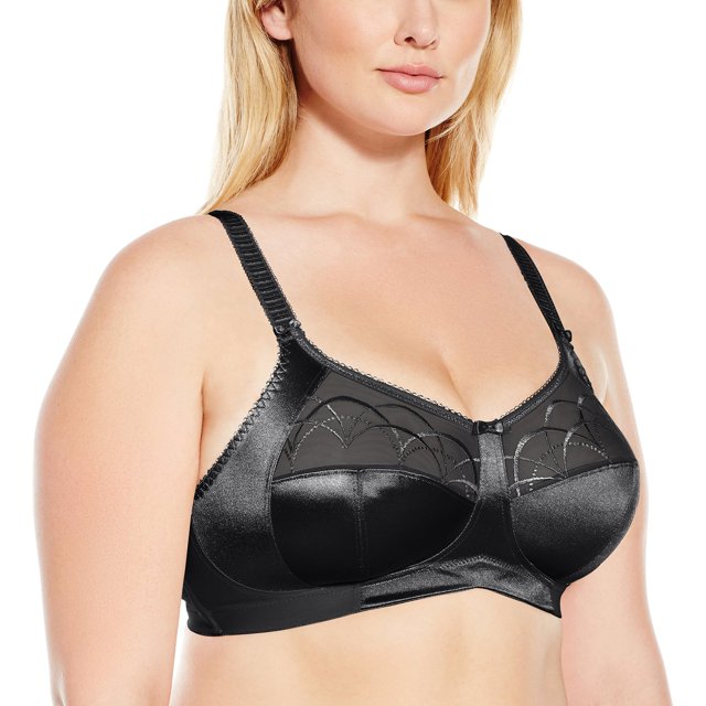 Elomi Womens Cate Wirefree Soft Cup Bra, 40C, Black