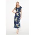 thumbnail image 4 of Robe Longue Simple Hawaïenne pour Femme à Manches Cap Luau 2TG Ananas Jardin Bleu Marine, 4 of 5