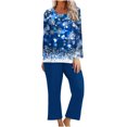 thumbnail image 1 of Pisexur Pyjama de Noël pour Femmes Ensemble Deux Pièces Tendance des Fêtes Imprimé Flocon de Neige Pyjamas de Noël Décontractés Manches Longues Col Rond Hauts Pantalons de Pyjama Tenue de Nuit, 1 of 5
