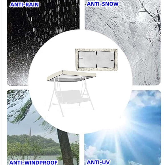 Ouuluon Garden Swings Chair Cover Heavy Duty Ripstop Garden Shelter Cover Outdoor Patio Top Rain and Sun Cover 84X48X9inch