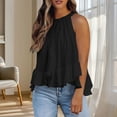 thumbnail image 4 of Weiqiqre Women's Clothing Adjustable Tie Neckline Ruffle Hem Sleeveless Flowy Halter Tops, 4 of 6