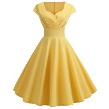 TIMIFIS Women Short Sleeve 1950s Retro Vintage Cocktail Party Swings Dress Polka Audrey Dress Casual Sundress A-Line Work Dress Wedding Guest Dresses ummer