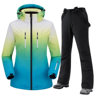 Ski Suit Women Women's Winter Neutral Gradient Skiing Set Windproof Thickened Warm Single/Double Board Skiing Equipment Womens Winter Clothes