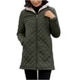 thumbnail image 1 of FAIWAD Women's Winter Coats Hooded Fleece Padded Zip Jackets Long Warm Slim Solid Color Overcoat, 1 of 4