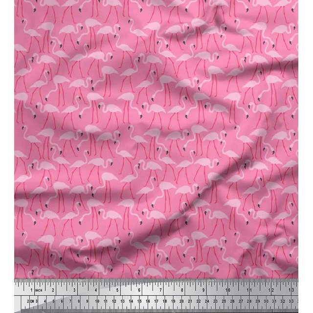 Soimoi Rayon Tissu Flamant Rose Oiseau Impression Tissu de Couture Yard 56 Pouces de Large