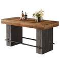 thumbnail image 2 of Fnova 63 Inch Industrial Bar Height Table with Dual Footrests, Counter Height Bar Table for Home Bar Cafe Restaurant, 2 of 15