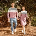 thumbnail image 4 of PatPat Family Matching Long-sleeve Colorblock Rib Knit Belted Dresses and Pullover Sets, 4 of 6