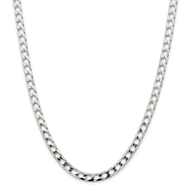 Sterling Silver 6.25mm Polished Open Curb Chain (Weight: 33.73 Grams, Length: 20 Inches)