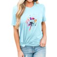 thumbnail image 1 of MY Women Short Sleeve Colorful Dandelion Print Crew Neck Plain Tee Shirt, 1 of 6