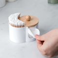 thumbnail image 3 of Contenants de Rangement pour Organisation Domestique - et Support de Bureau Rond en Bois pour Salon Distributeur de Tampons Démaquillants, 3 of 5