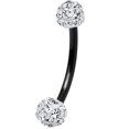 thumbnail image 1 of Anodized Titanium Curved Barbell 16G Eyebrow Ring with Ferido Ball Ends, 1 of 15