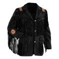 thumbnail image 1 of Bestzo &nbsp;Mens Western Fringed & Bonned Cowboy leather Jacket Black, 1 of 2