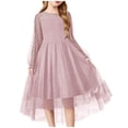 thumbnail image 1 of GDREDA Robes d'Été pour Filles 2025 Printemps Robe à Manches Longues pour Filles Robe en Maille Rose, 9-10 Ans, 1 of 7