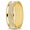 thumbnail image 2 of Alliance de Mariage Courbée pour Homme de 6 mm à Côtes et Rayures en Or Jaune 14 K, 2 of 5