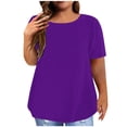 thumbnail image 1 of Yuyuzo Hauts Grande Taille pour Femmes T-Shirts à Manches Courtes à Col Rond T-Shirts de Couleur Unie T-Shirts Basiques Unis, 1 of 5