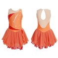 thumbnail image 3 of Miaeowve Robe de Patinage Artistique pour Filles Sans Manches avec Strass, Vêtements de Danse Ballet Performance Orange 10, 3 of 7