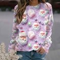 thumbnail image 2 of Pisexur Chandail en Molleton de Noël pour Femmes Sans Capuche Imprimé Graphique Vacances Col Rond Chandail en Molleton Ample Surdimensionné Automne Mode Décontracté Chandail-Over Manches Longues pour Femmes, 2 of 4