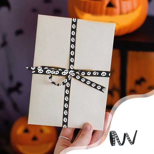 YIMWNYI Halloween Ribbon, Festive Party Decoration, Crafting and Gift Wrapping Supplies, 10 Yards of Versatile Polyester Ribbon, Elegant Bow Making Accessory