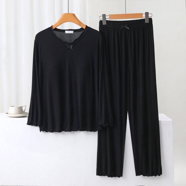 Blouses pour Femmes Blouse Unie Décontractée Mode Col Rond Manches Longues Vêtements de Nuit Ensembles