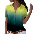 thumbnail image 1 of fartey Womens Button Down Shirts Plus Size Short Sleeve Lapel Cardigan Tops Tunic Comfy Gradient Print Trendy Vacation Top, S-6XL, 1 of 5