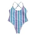 thumbnail image 2 of Maillot de Bain une Pièce à Rayures pour Femmes, Maillot de Bain à Bretelles Color Block, 2 of 4
