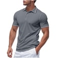 thumbnail image 2 of Weiqiqre Men Shirts Short Sleeve Button Down Shirts Classic Stripe Golf Polo Collared Work Shirts, 2 of 9