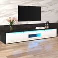 thumbnail image 2 of Deiokin 71" High-Gloss TV Stand with LED Lights, Modern Media Console with Hollow Doors, 16-Color RGB Lighting, 2 of 9