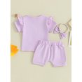 thumbnail image 4 of Honganda 0-3Y Toddler Girls Summer Shorts Sets Short Sleeve Ruffle Tops Shorts Headband Sets, 4 of 9