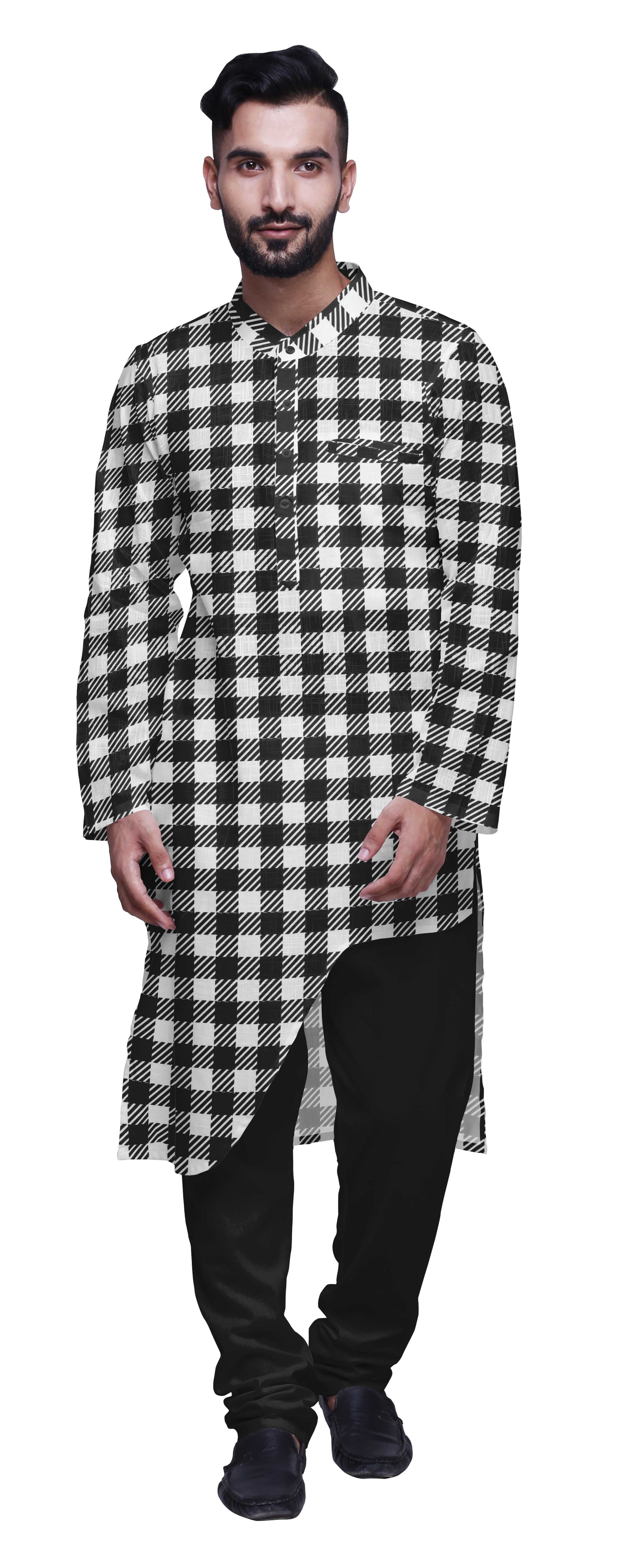 Atasi Ensemble Kurta Pyjama Ethnique Imprimé Tenue de Fête d'Été Kurta Pyjama pour Hommes