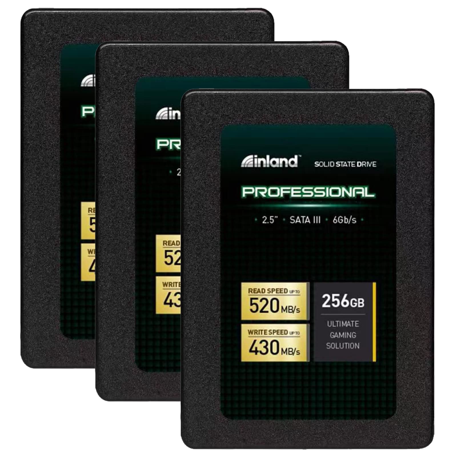 Inland Professional 3 Pack 256GB SSD SATA III 6Gb/s 2.5" 7mm TLC 3D NAND Internal Solid State Drive (3x256GB)