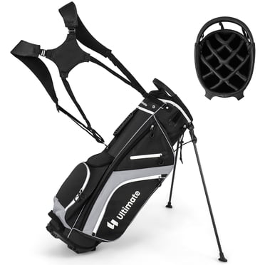 Gymax Sac de Support de Golf Sac de Club de Golf avec Séparateurs Supérieurs à 14 Voies et 6 Poches et Poignées de Transport Gris