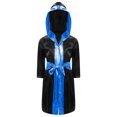 thumbnail image 1 of Raenseen Garçons Enfants Robe de Boxe à Manches Longues Uniforme Kick Boxe Art Martial Muay Thaï Entraînement à Capuche Noir&Bleu 14, 1 of 5