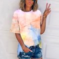 thumbnail image 2 of Pompotops T-shirt Imprimé pour Femme, Manches Courtes, Blouse à Col Rond, Hauts Décontractés, Liquidation, 2 of 5