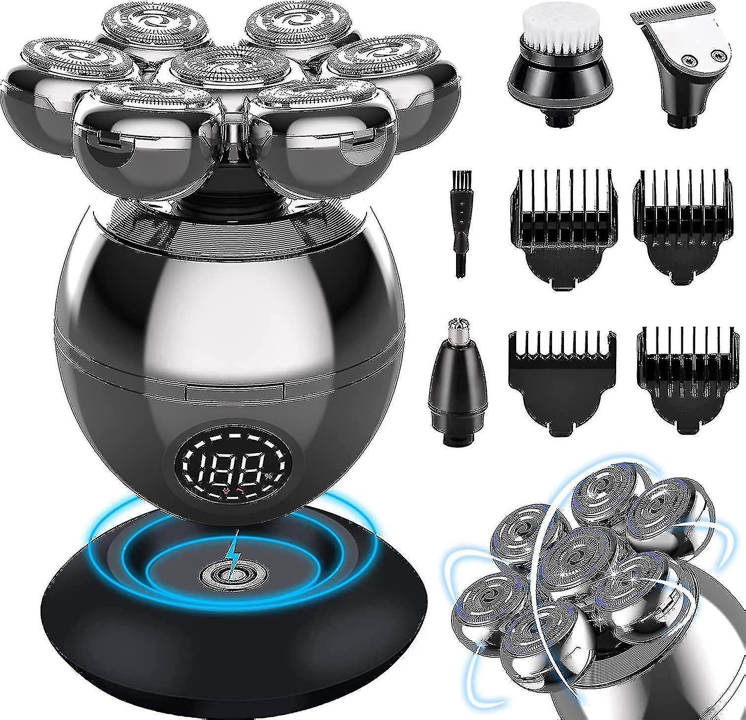 Head Shavers compatible Bald Men-5-in-1 Electric Head Shaver compatible Bald Men, Rotary Design Head Shavers, Electric Men's Grooming Kit Tw_Perfect Gift