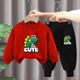 thumbnail image 3 of Pisexur Ensemble de Vêtements d'Automne pour Bébés Filles Garçons 2 Pcs Mode Décontractée Imprimé Mignon Manches Longues Col Rond Chandails en Molleton et Pantalons de Survêtement Ensemble de Survêtement pour Enfants Filles Garçons 3-8 Ans, 3 of 4