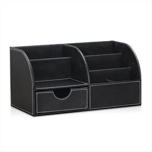 Office Desk Organizer with Drawer, Desk Organizers and Accessories with Pen Holder Cute Remote Control Holder Black,1 x Office Desk Organizer With Drawer,Black