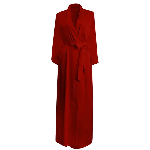 MeetoTime Pyjama pour Femmes Robe Aguichant Robe en Satin Dentelle Patchwork Nuisette à Manches Longues Camisole Ensemble de Chemise de Nuit