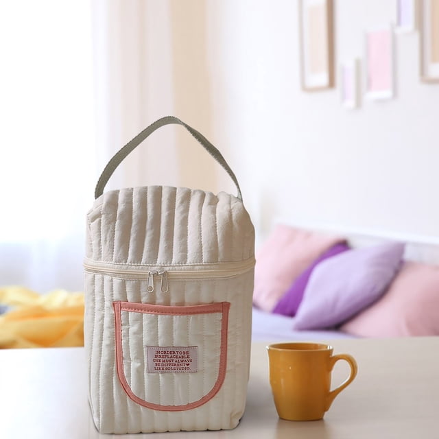 pstuiky Sac de Rangement Portable Grande Capacité Sac à Main Matelassé pour Poussettes Sorties Tissu en Coton Léger