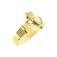 thumbnail image 3 of RYLOS Rings Gold Plated Silver Claddah Love, Loyalty & Friendship Heart 6MM Gem Irish Wedding Band Claddagh Rings October Opal Jewelry Size 6, 3 of 7