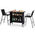 thumbnail image 2 of Costway 3 PCS Outdoor Bar Set Bar Height Table & Armchairs with Footrest 2-Tier Shelf Black, 2 of 10