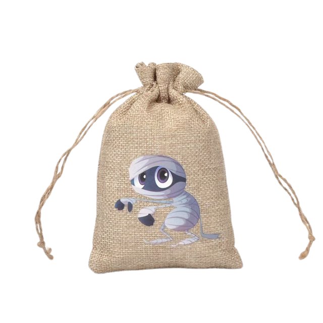 Sac à Cordon Phosphorescent d'Halloween en Lin, Pochette de Rangement pour Bonbons, Bijoux, Parfum, Tour Ou Fête