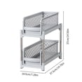 thumbnail image 3 of Under Sink Storage Organizer | 2-Layer Sliding Drawer Rack | Kitchen, Bathroom, Laundry Use | Durable Plastic with Steel Pipes | Easy Tool-Free Install | 14.76"x7.28"x14.56" | Black or White, 3 of 7