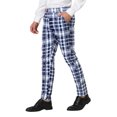 thumbnail image 4 of INSPIRE CHIC Men's Formal Color Block Slim Fit Flat Front Plaid Dress Pants 30 Navy Blue, 4 of 7