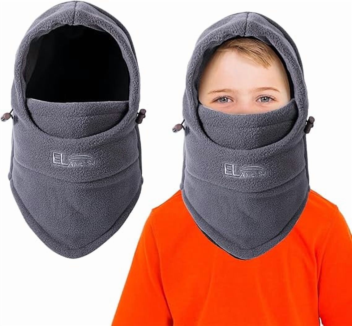 Cagoule pour Enfants en Molleton, Masque Facial de Ski d'Hiver, Bonnet Ajustable, Cache-Cou Double