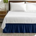 thumbnail image 1 of Bare Home Adjustable Wrap Around Bed Skirt - 15 Inch Drop - Easy Fit - Ruffle Pleats - Full, Dark Blue, 1 of 6