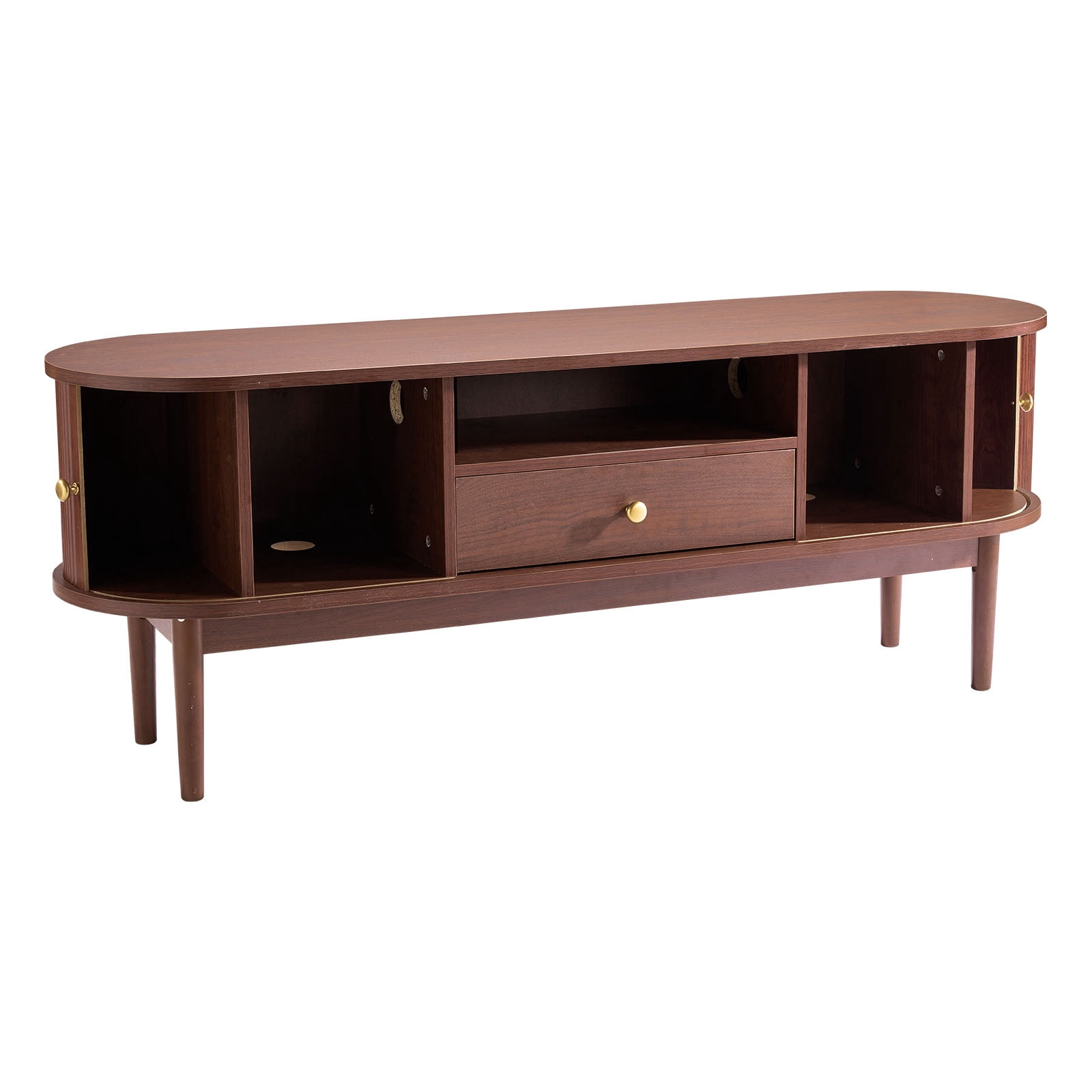 KFFKFF TV Stand, Mid Century Modern Entertainment Center for TVs up to 58 in, 350 lbs Load Capacity, TV Media Console Table with Drawer