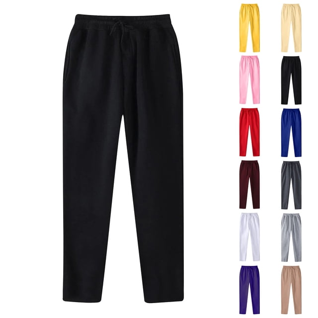 LIBRCLO Mens Sweatpants Open Bottom Drawstring Straight Leg Sweat Pants Joggers & Sweatpants Men, Black L. Black fleece sweatpants with ultra-soft fabric, straight-leg fit, and open bottom. Features an elastic waistband with drawstring, two side pockets, and one back pocket. Ideal for lounging, gym, running errands, or casual outfits. Keywords: men's athletic pants, men's casual pants.