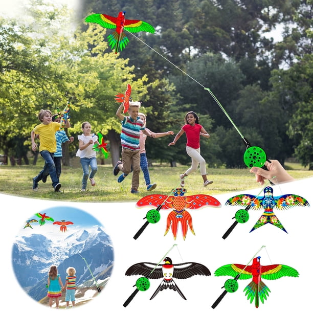 Cerf-Volant Enfant Avec Canne à Pêche – Corde à Moulinet, Débutants 3-8 Ans, Jouet Extérieur Anniversaire Noël