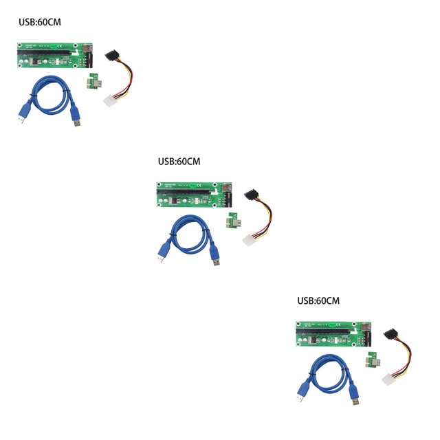 Maytalsory 30/60CM PCI-E Riser Card PCIe 1x to 16x USB 3.0 Data Cable Mining Green 60CM 3Set